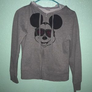 Gray Mickey Mouse sweater.